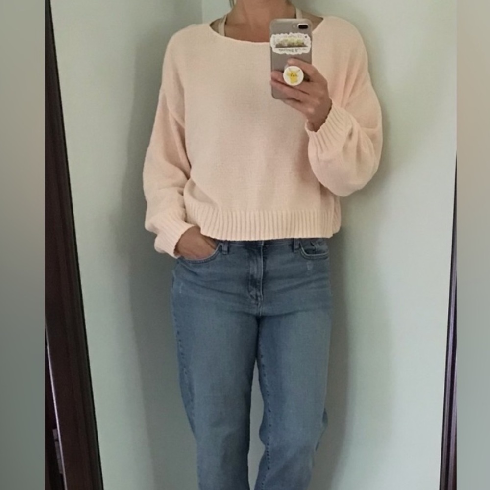 LC Lauren Conrad Peach Loose Knit Cropped Sweater Size XLarge